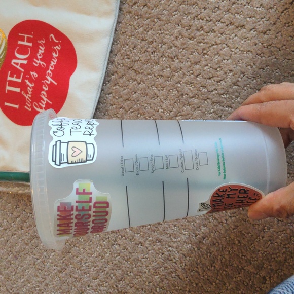 Bundle of Teacher Cosmetic Pouch with Starbucks Cold Cup and Book NWOT - Picture 7 of 9